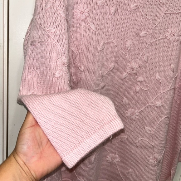 Karen Scott 2X Oversized Floral Embroidery Femme Turtle Neck Long Sleeve Sweater - Picture 6 of 11